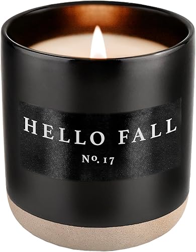Sweet Water Decor Hello Fall - Vela de soja No. 17, sidra caliente, canela, clavo, manzana y nuez moscada velas perfumadas para el hogar, tarro de
