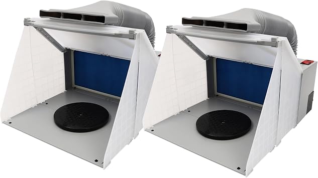 Dual Unit Airbrush Spray Booth Kit with LED Lighting Filter Portable Paint Spray Booths for Painting, Model Hobby, Crafts, Nails, Cake, T-Shirt