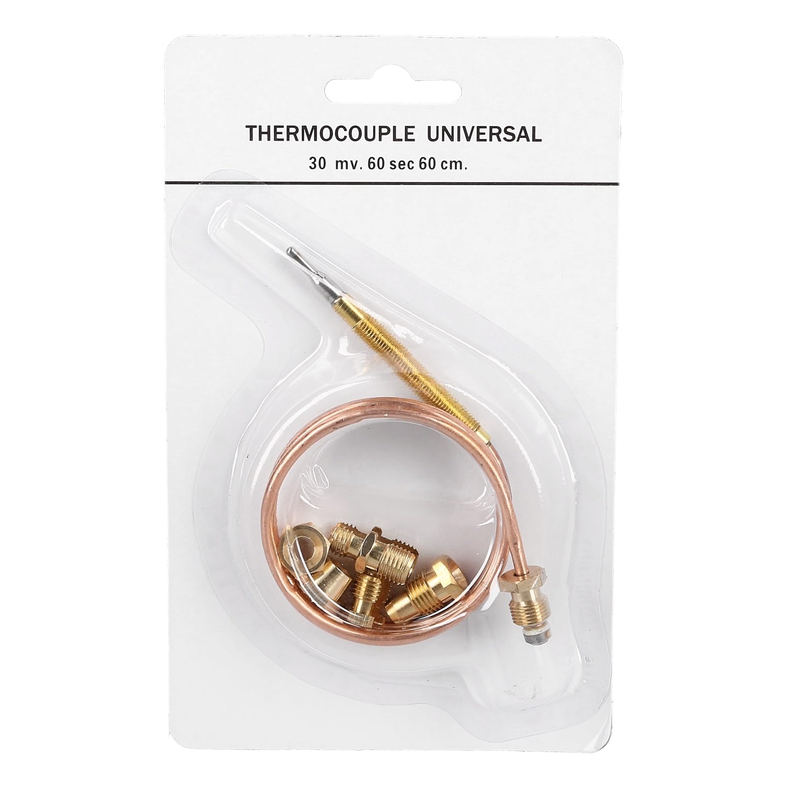Sécurité d'allumage thermoélectrique Thermocouple 600 mm avec adaptateurs UNIVERSAL pour gaz cuisinière, four à gaz, gril à gaz, appareil de chauffage à gaz, chaudière à gaz, radiateur de terrasse à