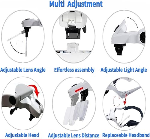 Miniatura 4 de Visor con lente de aumento y luces, manos libres para trabajos de cerca, reparaciones, joyería, artesanía, pasatiempo, extensión de pestañas