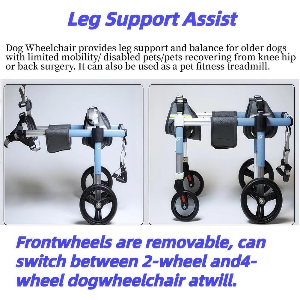 Supporto per Gambe Regolabile per Sedia A Rotelle per Cani A 4 Ruote, Sedia A Rotelle per Gambe Posteriori per Cani, Ausilio per La Mobilità A Supporto Completo