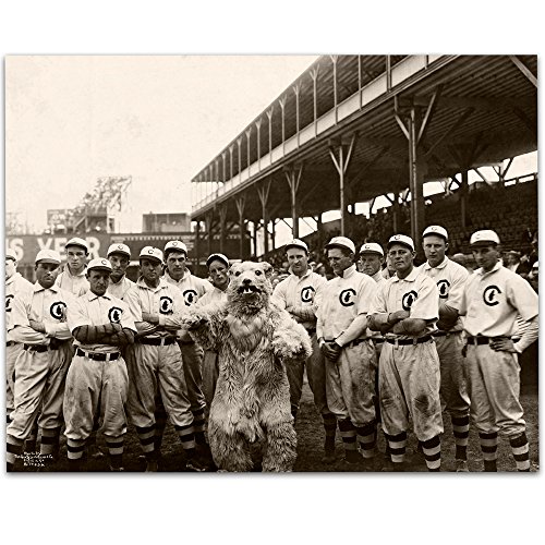 1908 Chicago Vintage Baseball Team Photo with Mascot 11x14 Unframed Poster - Classic Antique Memorabilia Wall Art, Retro Historic Decor for Man Cave, Sports Bar, Garage, and Baseball History Fans