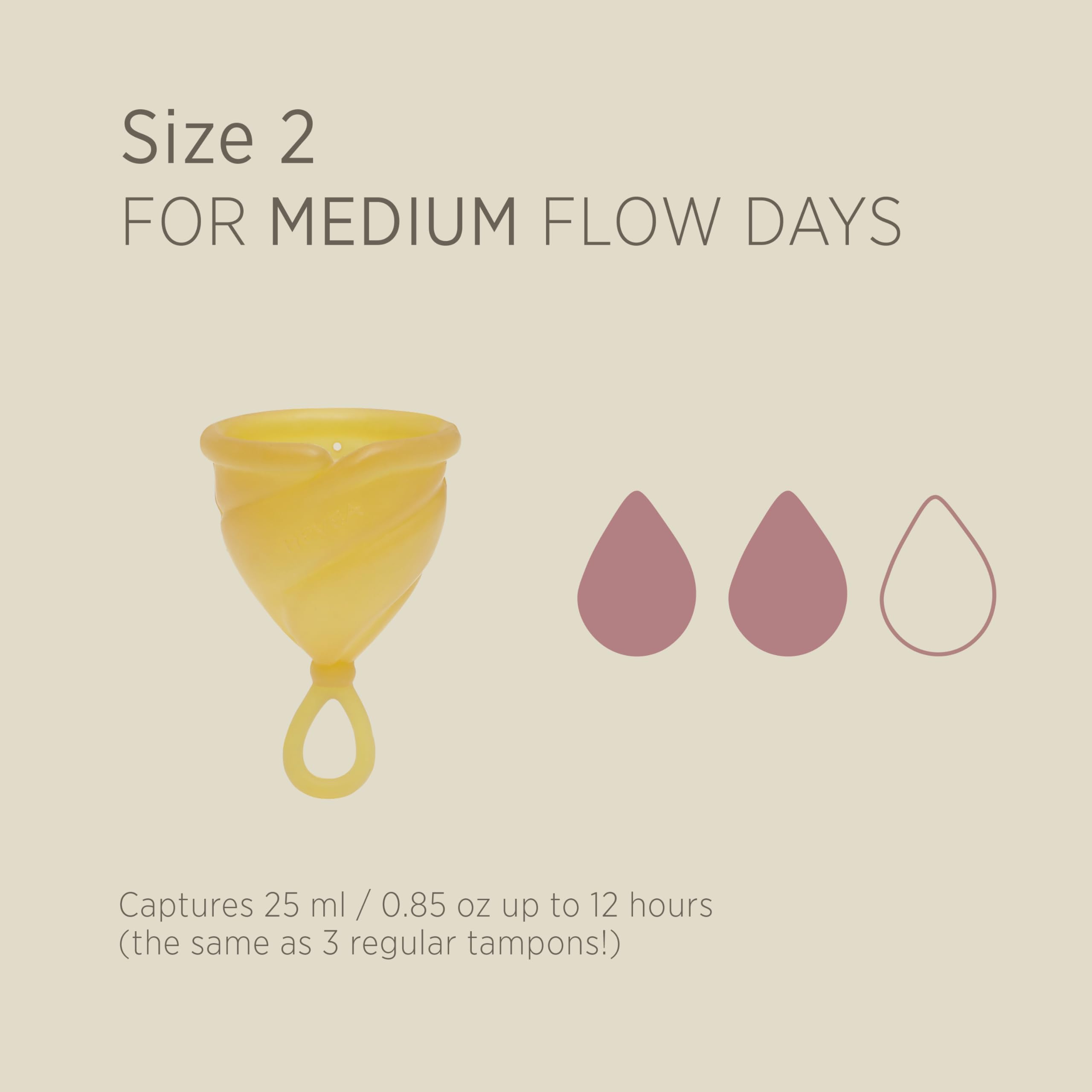 Hevea Loop - Copa menstrual tamaño 2 (natural), hecha de goma 100% natural, copa menstrual más suave, uso hasta 12 horas