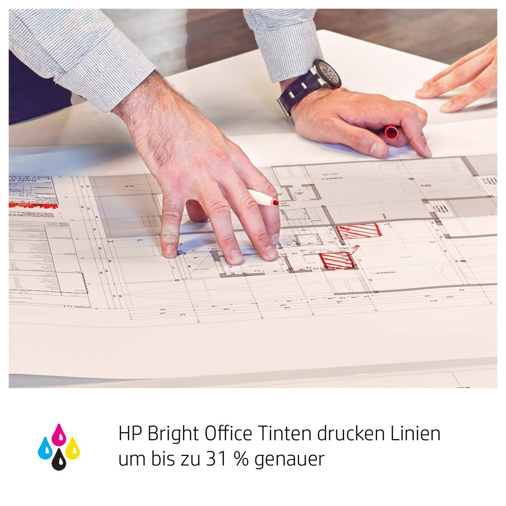 HP DesignJet T650 Großformatdrucker, 36 Zoll, bis zu A0, mobiles Drucken, Wi-Fi, Gigabit Ethernet, Hi-Speed USB 2.0 (5HB10A), Schwarz