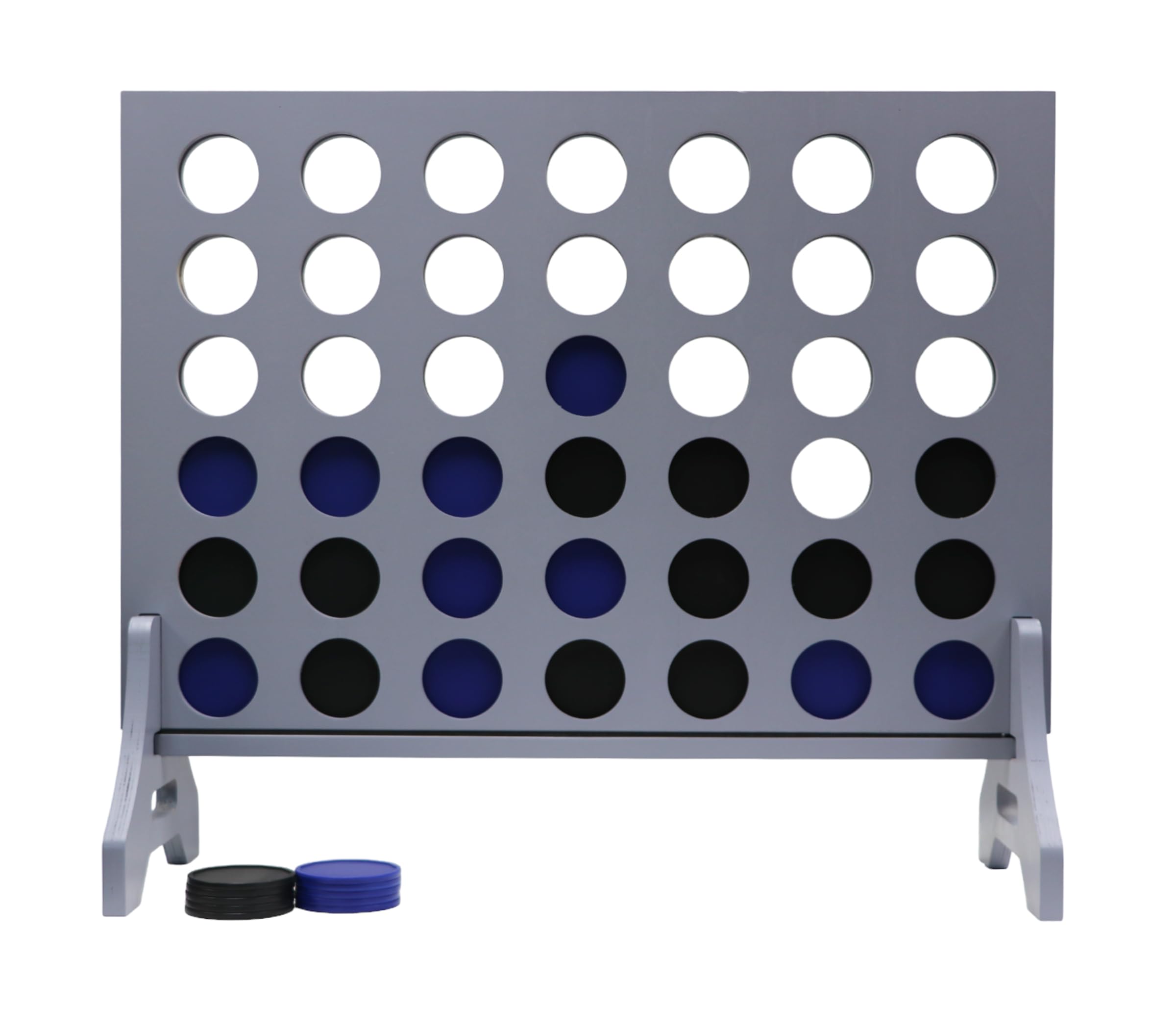 Giant 4 in a Row Game for Family &amp; Adults – Tailgating Pros Jumbo Grey Wooden Four in a Row Indoor &amp; Outdoor Yard Game for Family Party Fun, Portable Activities for Patio, Backyard, and Camping