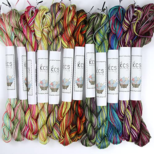 Image of KCS Big skeins of 25 Meters Size 25 Color Variegated Cross Stitch Stranded Threads,12 skeins,01