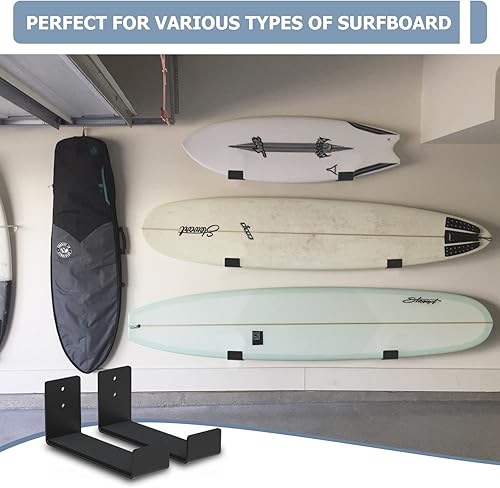 Miniatura 6 de Poskad Estante de montaje en pared para tabla de surf, perchas minimalistas para almacenamiento en pared (tornillos incluidos).