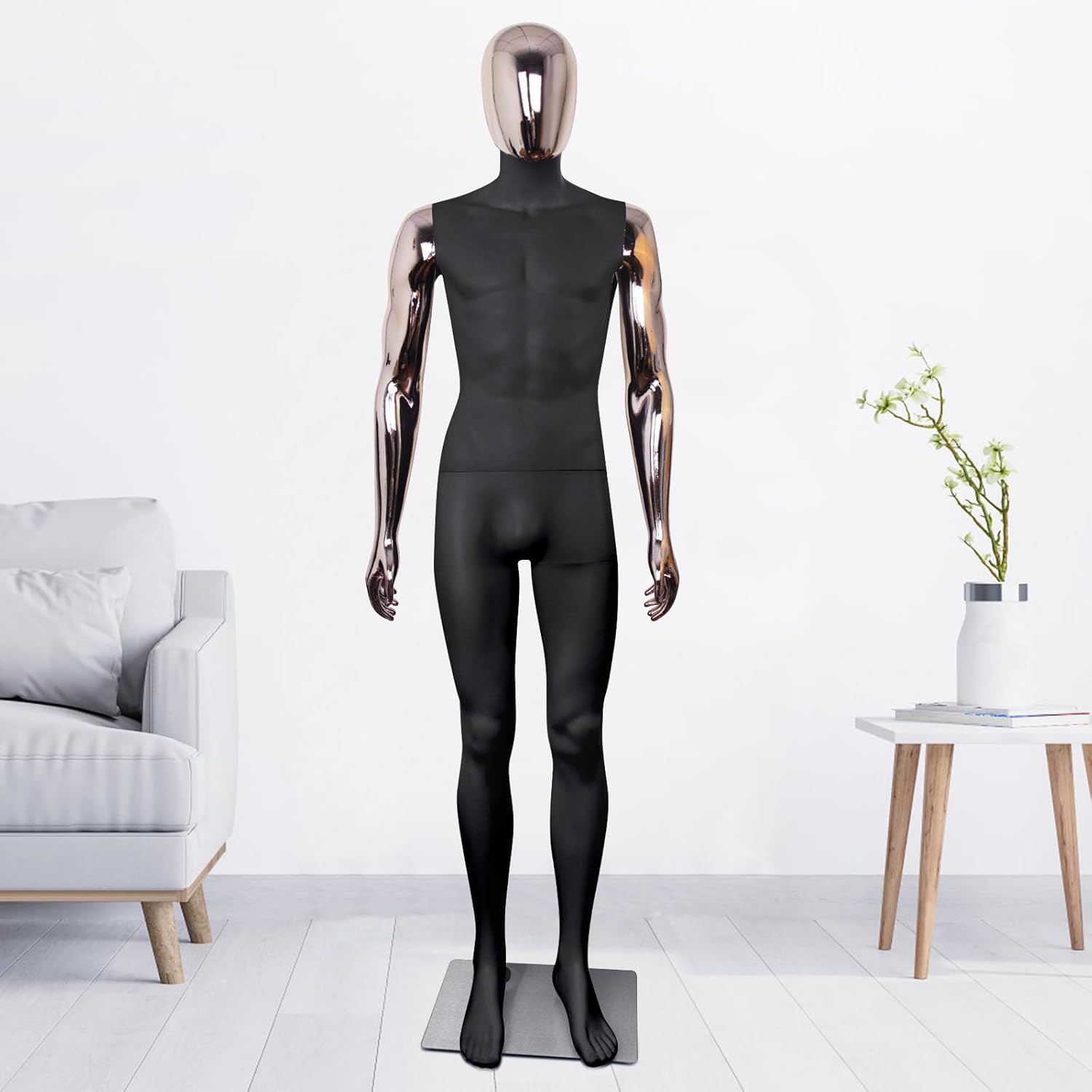 Male Mannequin Full Body Sewing Dress Form Model Mannequins Torso 73 Inches Adjustable Manikin Body Clothing Realistic Men Mannequin Display Head Arm Rotation Metal Base