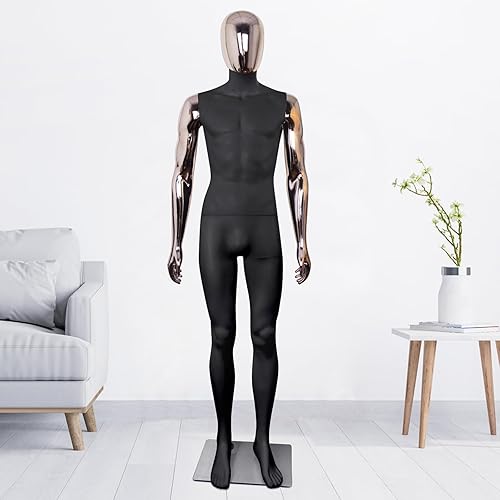 Miniatura 7 de Maniquí masculino de cuerpo completo con forma de vestido, modelo de soporte ajustable de 73 pulgadas con torso desmontable para tiendas minoristas
