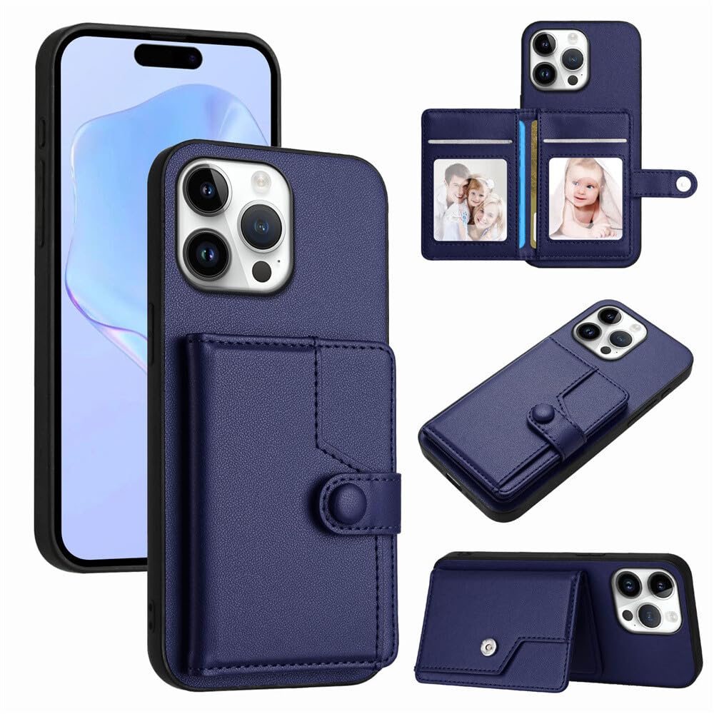 Coque iPhone 14 Pro Bleu silicone cuir pour ne plus perdre vos cartes - 8