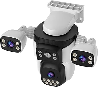 EVERSECU Triple Lens WiFi PTZ Security Camera, Three Cameras in One, Side Cameras with Adjustable All-Angle Arm, 2K 360° View No Blind Spot, Auto Tracking, Spotlight, 2 Way Audio