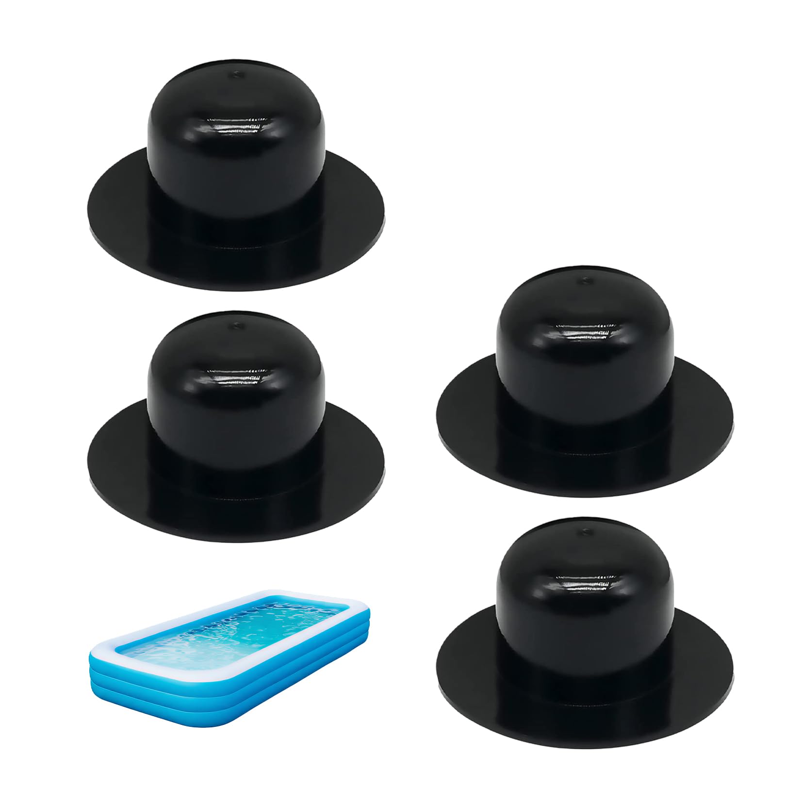Xurison Black ﻿4Pcs Pool Wall Plug Replacement Parts,Swimming Pool Pump And Filter Kit,Hole Plug Stopper For Above Ground Pool Accessories,Pools Grounds Strainer Plugs Stoppers Compatible With Intex Bestway (Black)