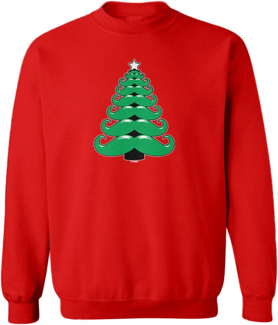 Tcombo Mustache Christmas Tree - Santa Funny Youth Fleece Crewneck Sweater