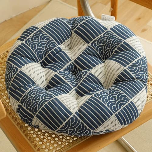 Cojín elevador de suelo, almohadilla gruesa para asiento de silla para adultos, almohada redonda para yoga, meditación, tapete portátil de tatami japonés para juegos (1 unidad-40 cm, azul viento)