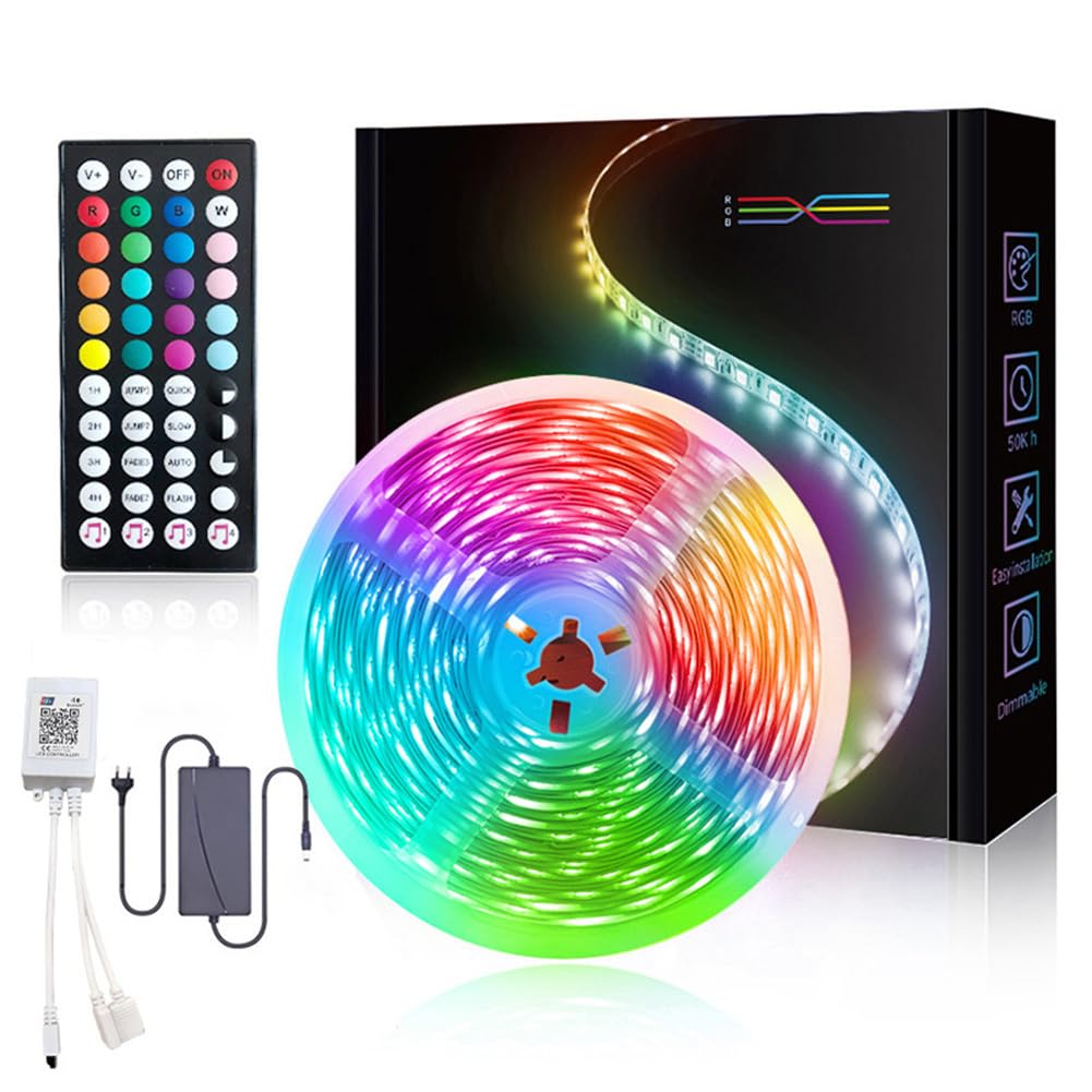 Striscia luminosa a LED con controllo Bluetooth, illuminazione RGB dimmerabile per sincronizzazione musica, telecomando e compatibile con app, ideale per camera da letto e retroilluminazione TV da