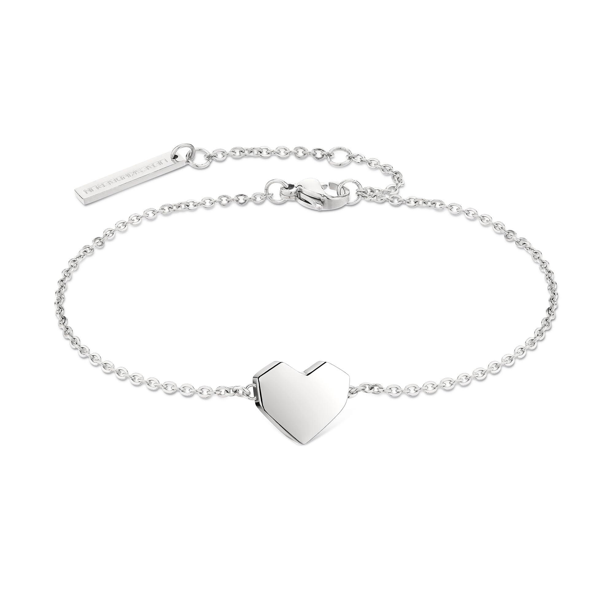LIEBESKIND BERLIN Herz-Armband für Damen – Edelstahl-Armschmuck mit liebevollem Herzanhänger – In verschiedenen Farben und Ausführungen – Romantische Geschenkidee Pure silver
