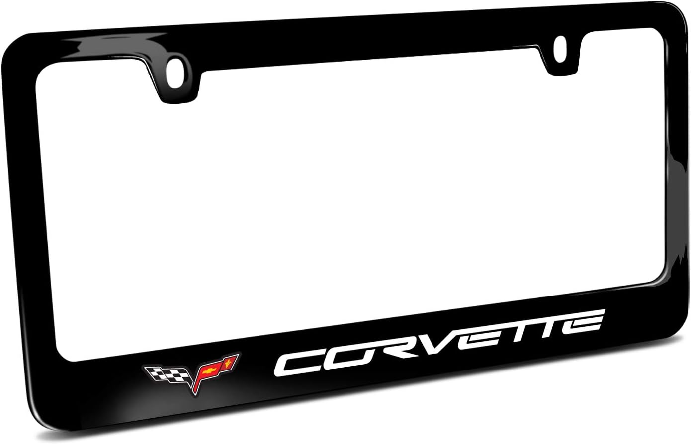 iPick Image Made for Chevrolet Corvette C6 Black Metal License Plate Frame