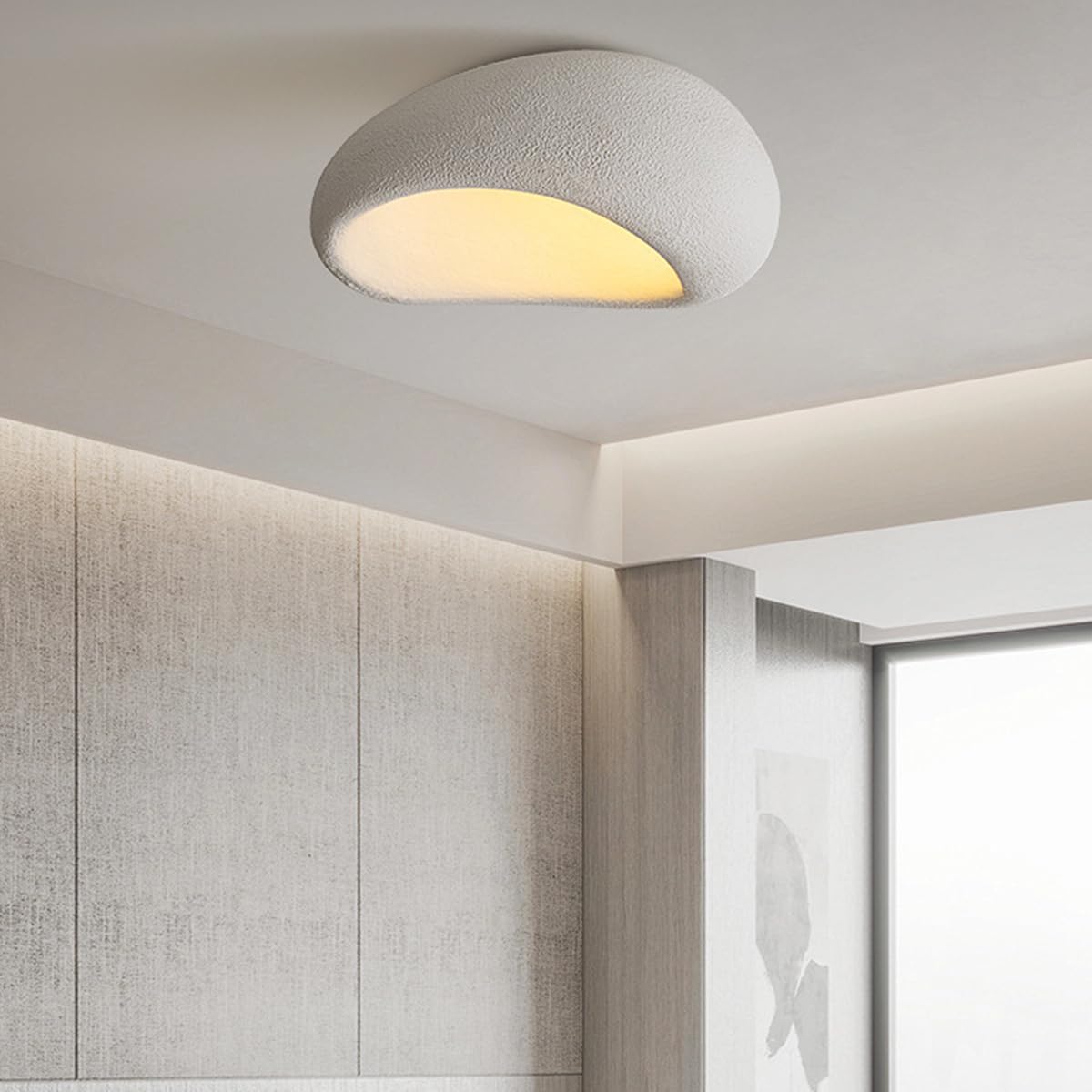 KlkrzJwy Wabi-sabi Ceiling Lamps Nordic Ceiling Lamp Minimalist Restaurant Ceiling Light 17.7 Inch Flush Mount Ceiling Lighting White Ceiling Light Fixtures E26 Base for Bedroom Hallway Entryway