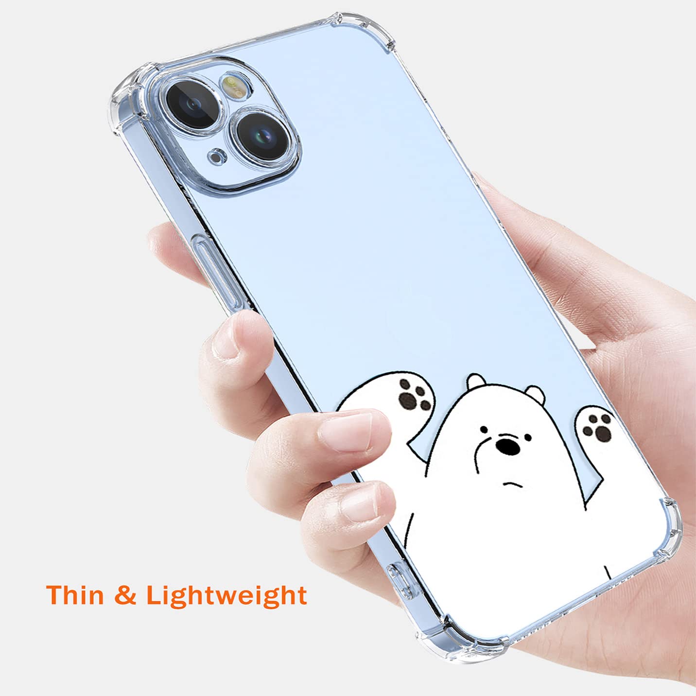 BORYA Cover per OnePlus Nord CE 3 Lite 5G, Transparent Morbida Silicone TPU Bumper Custodia, Ultra Sottile Antiurto Setoso Semplice Elegante Pattern Case, Orso polare