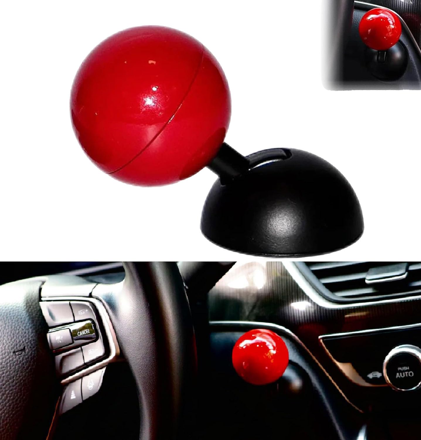 Car Ball-Shaped one-Touch Start Cover, car Start Lever,Car Push Start Button Cover,one Touch for one-Touch Start Cars. (Red, Alloy)