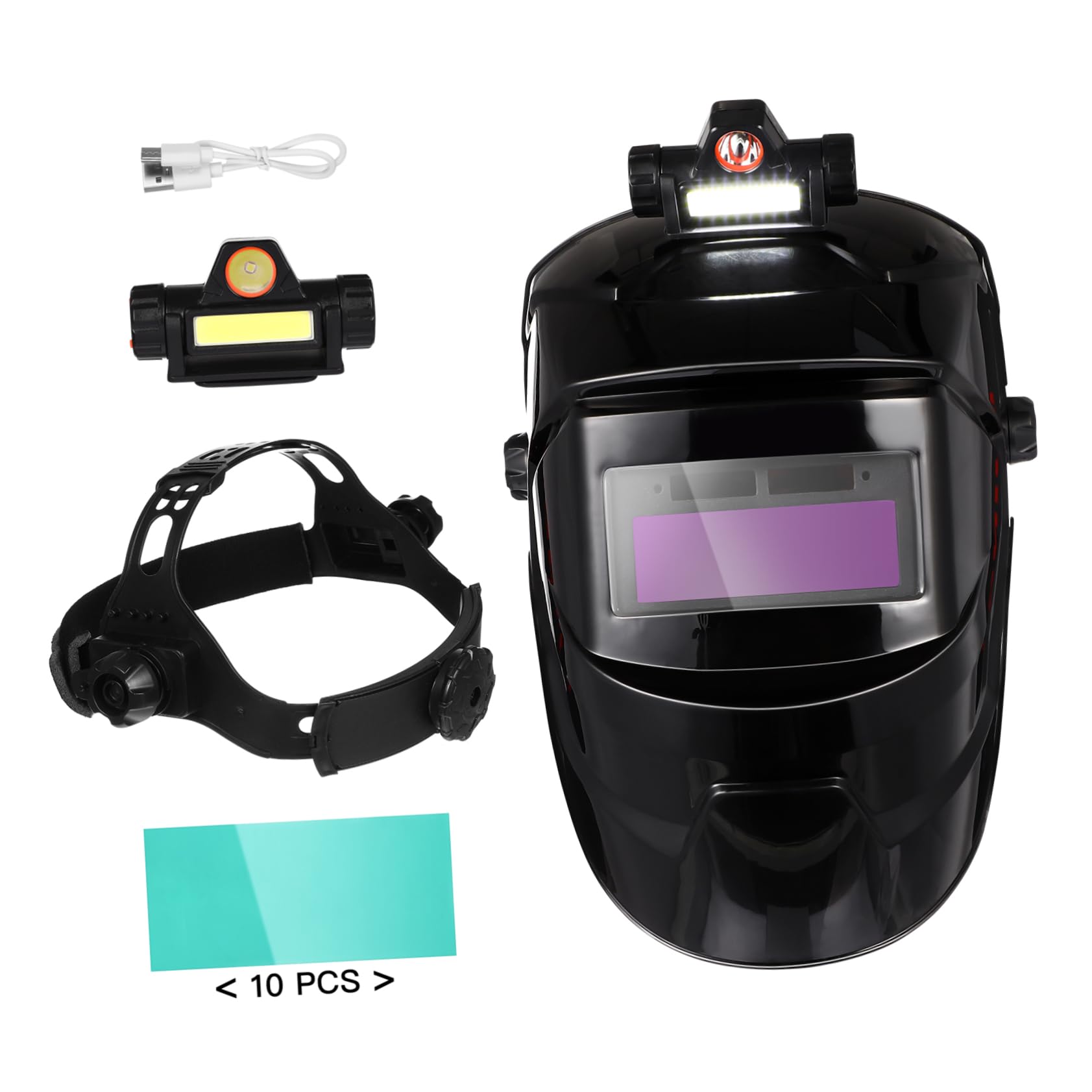 Maschera di Protezione per Saldatura Automatica 1116 Nera | Schermo Ampio, Regolazione a Ingranaggi, Struttura Semimaschera per Taglio e Saldatura