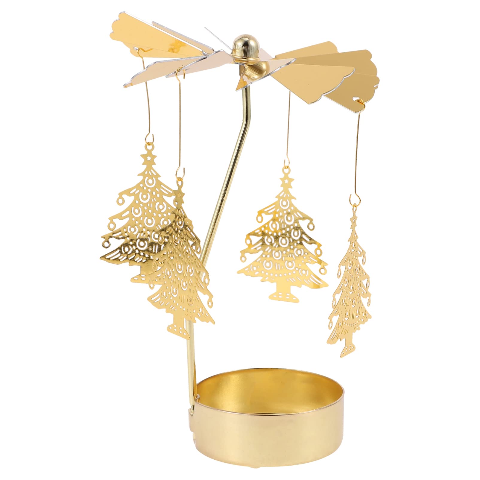minkissy Christmas Candle Christmas Decorations Rotating Candleholder, Golden Candle Container Tea Light Holder Candle Holder Christmas Day Decor Home Decor Christmas Tealight