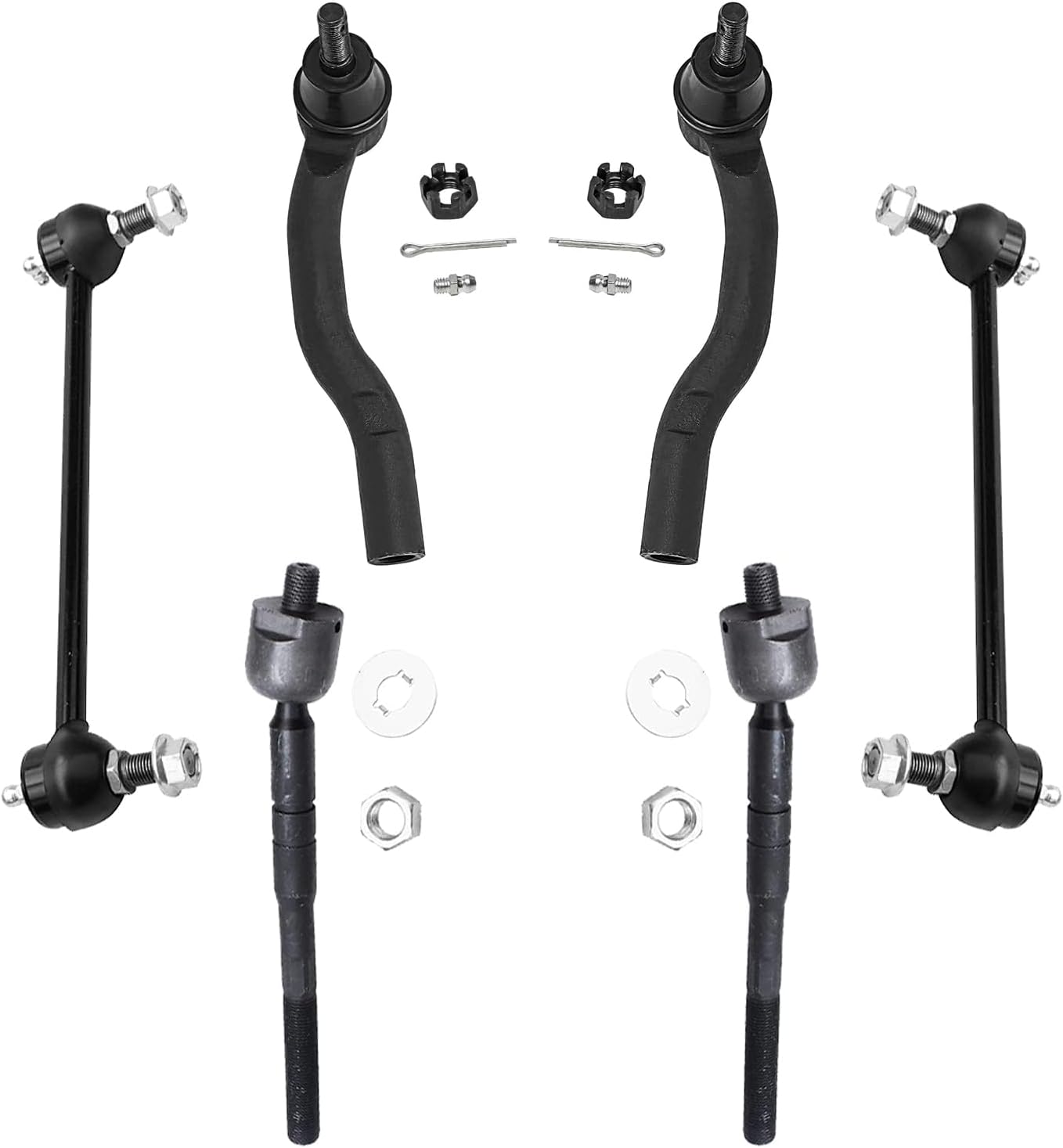 Detroit Axle - 6pc Front Suspension Kit for 2007-2011 Toyota Camry 2008 2009 2010 2 Sway Bar End Links 4 Outer & Inner Tie Rod Ends Replacement