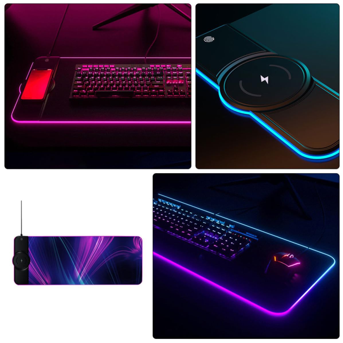 Gatuida Alfombrilla de Ratón Grande Inalámbrica RGB 10w para Escritorio