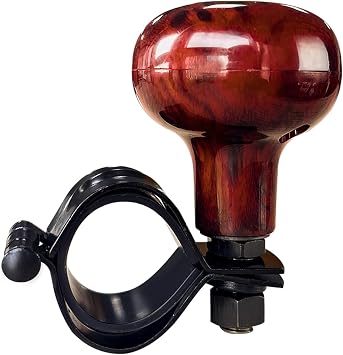 Kewucn Car Woodgrain Steering Wheel Spinner Knob, Smooth ABS Aids Knob, Universal Ball Power Handle Spinner Fit for Cars, Semis, Trucks, Forklifts, Tractors, Boat and Golf Cars