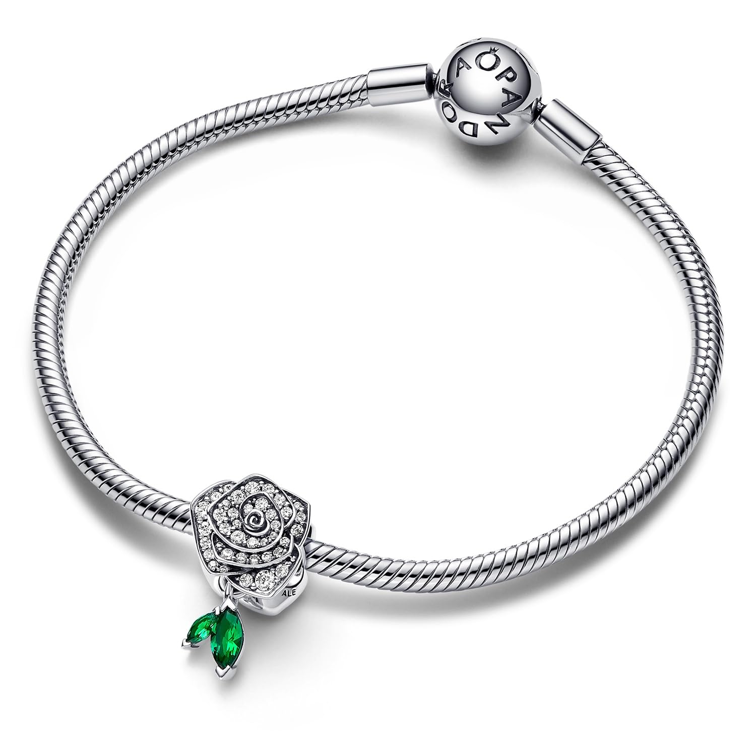 PANDORA Damen-Armband Silber Funkelnde Blühende Rose Starter-Set 68317 | mit Charm, zauberhafte Geschenkidee,