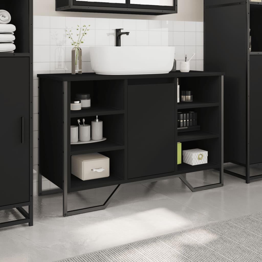 Lavabo 91x35x60 cm Madera mecanizada Negro