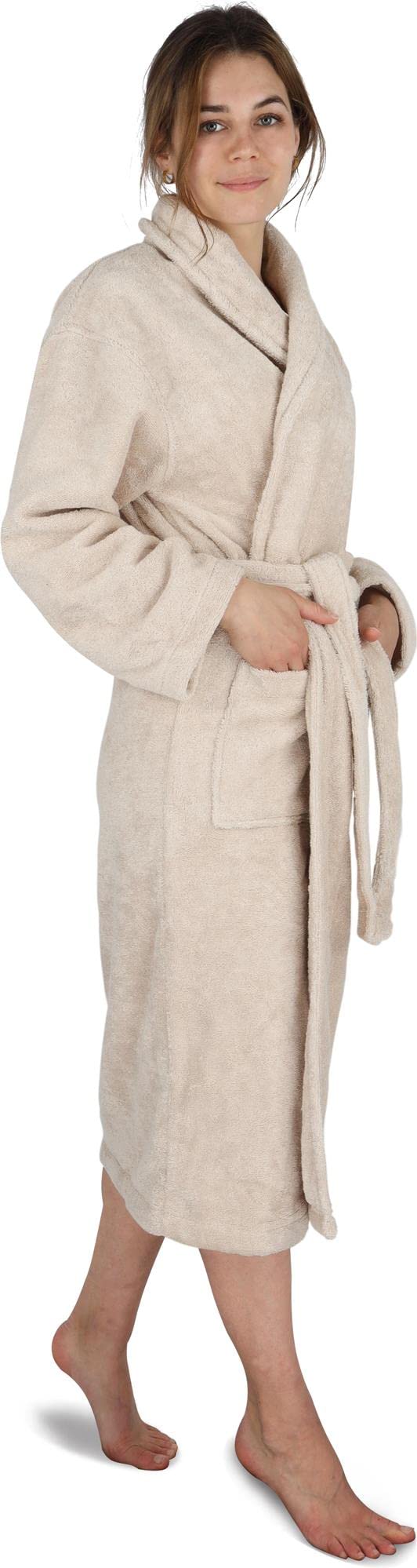 normani Damen und Herren Frottee Baumwoll Bademantel - Saunamantel aus extra dicker Baumwolle 450 g/m² - wadenlanger Morgenmantel