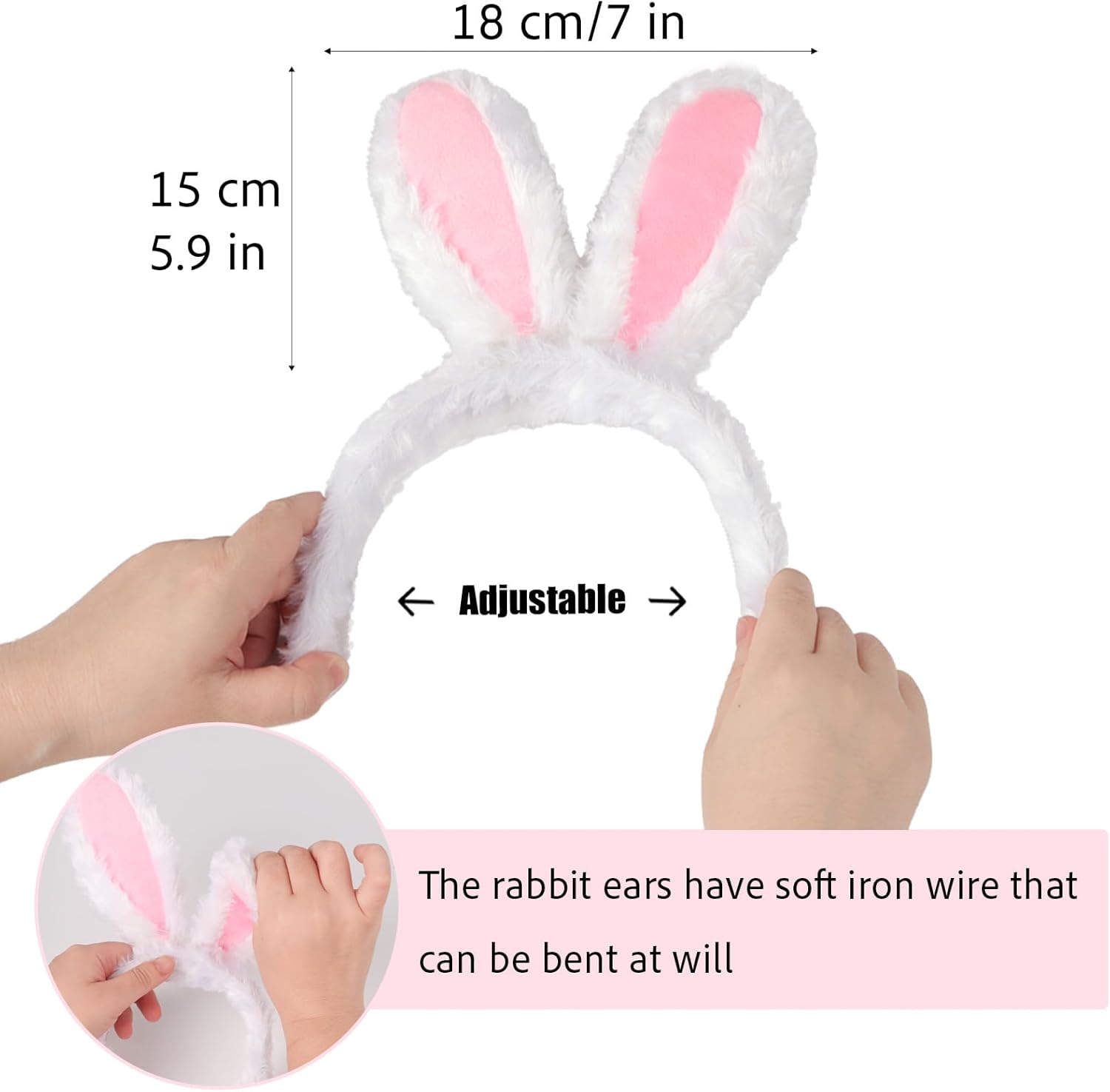 DDLP Halloween Bunny Costume Accessories for Women Red and Blue Striped Thigh High Socks + Bunny Ears Headband for Cosplay - Image 3
