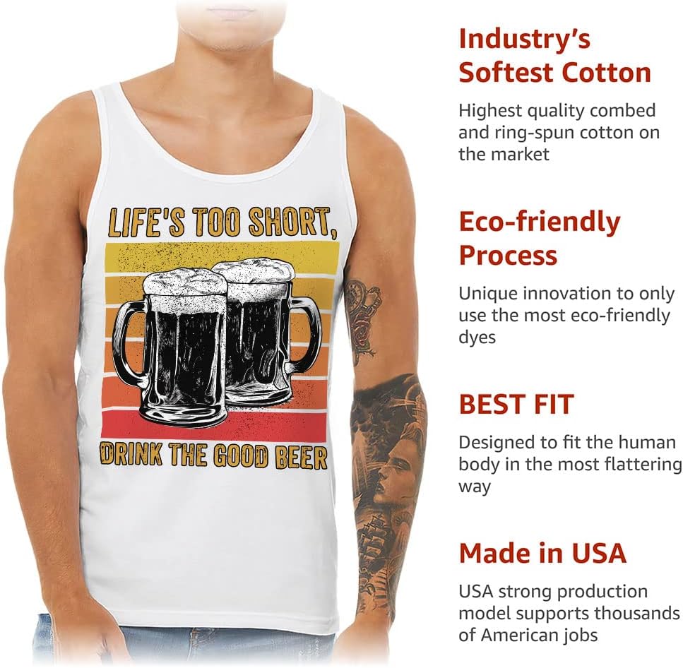 Beer Print Tank - Retro Print Workout Tank - Graphic Jersey Tank
