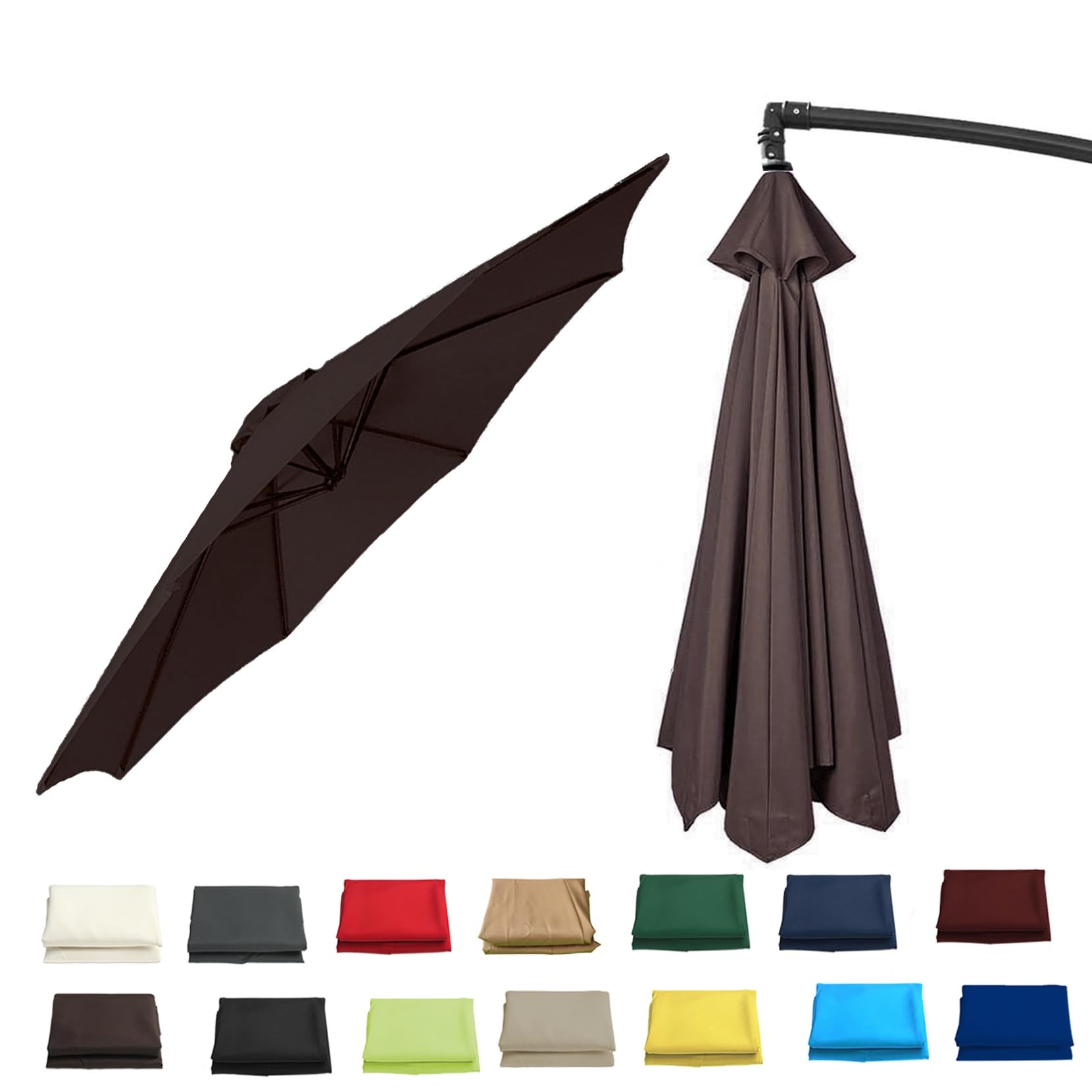 GZDXBF Outdoor Replacement Canopy Top 6/8 Ribs, 400cm Sun Umbrella Replacement Cloth, Replacement Parasol Cover(Brown,6 RIBS: 270CM/8.8FT)