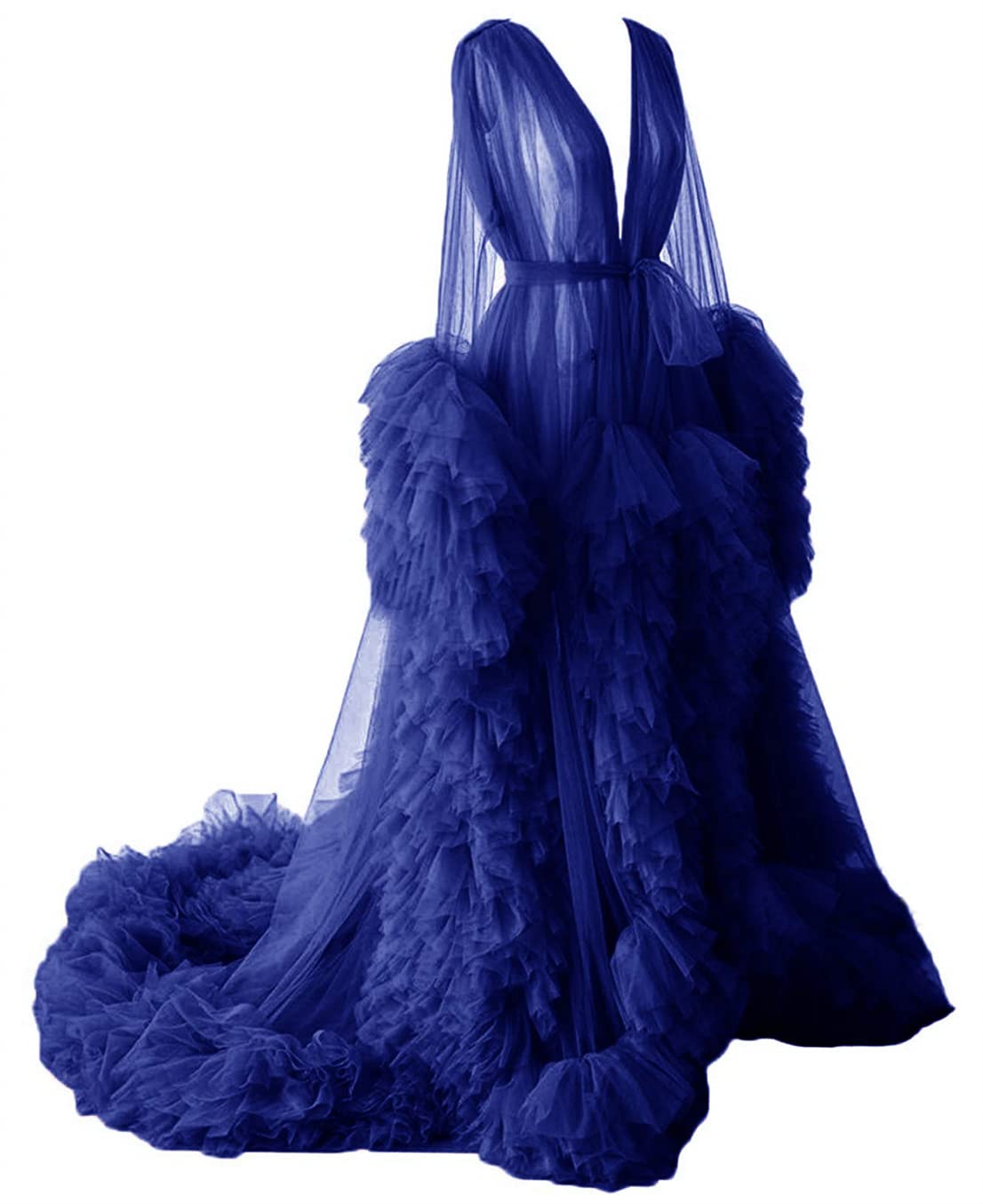Dressing Gown for Maternity Photoshoot Perspective Sheer Long Robe Puffy Tulle Robe Sheer — view 16