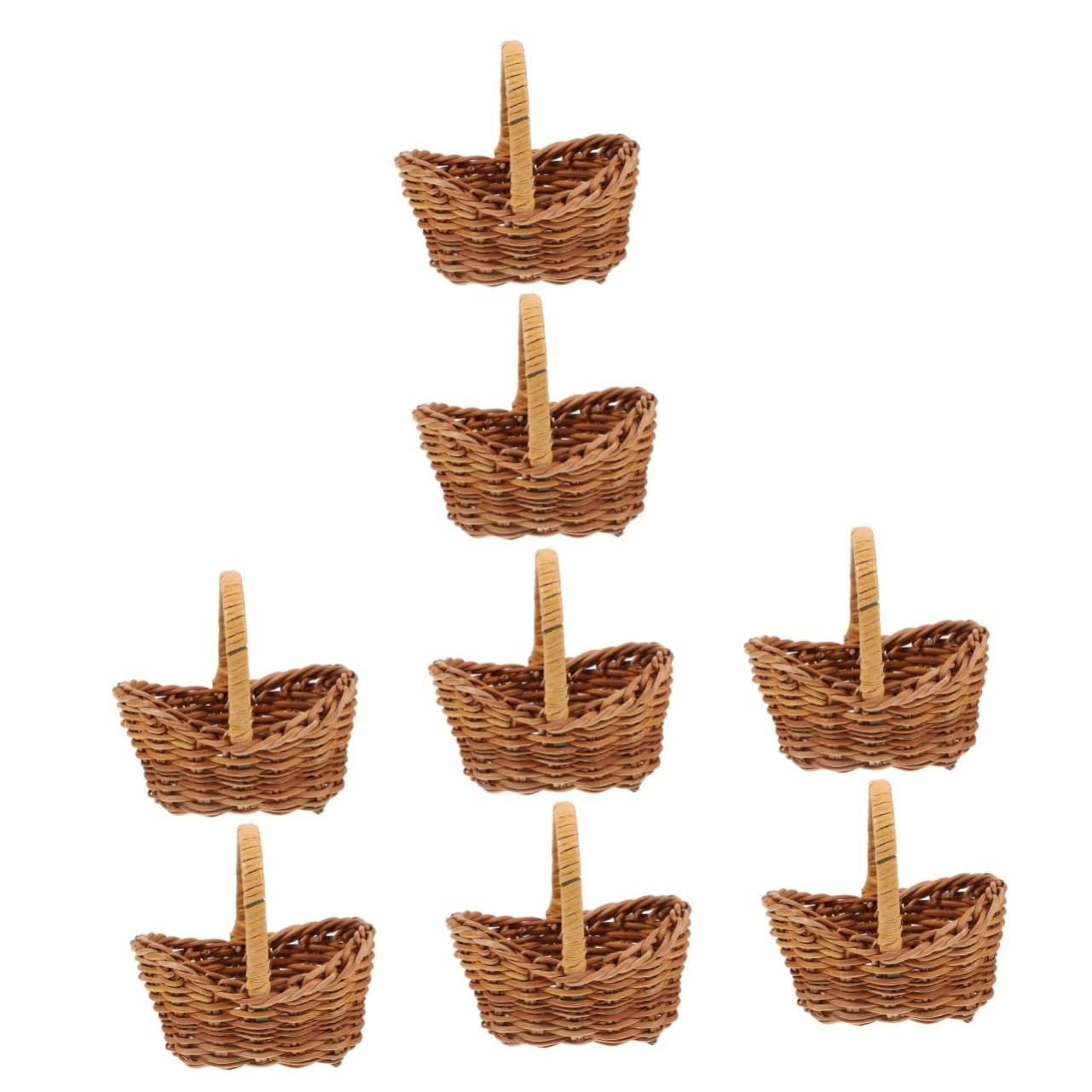 PRETYZOOM 8 Pcs Mini Basket Miniature Basket Decoration Mini Picnic Basket Mini Woven Baskets Mini Rattan Woven Basket Tiny Woven Baskets Miniature Woven Basket Miniature Basket Decors