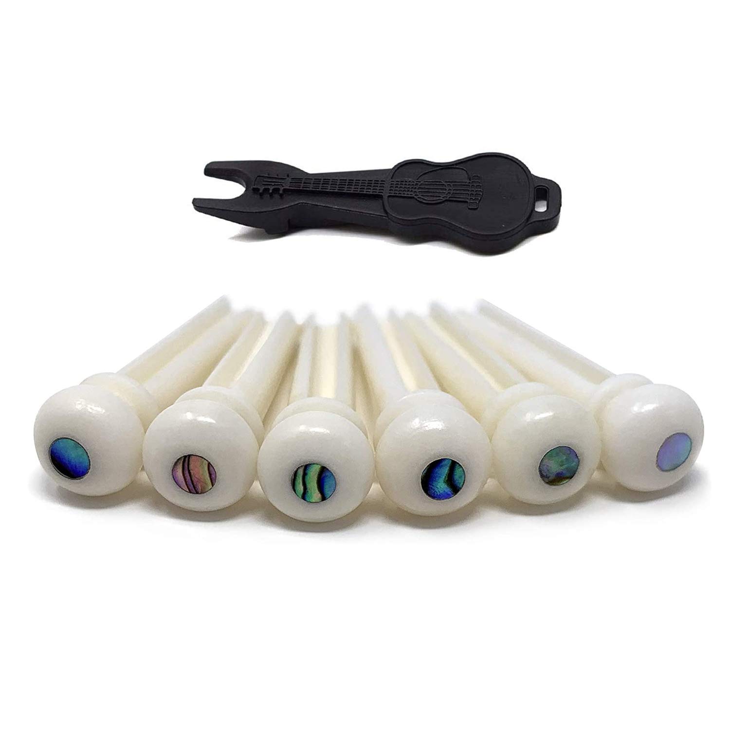 RuiJOTWAT 6Pcs Six String Acoustic Guitar Bone Bridge Pins With Abalone Dot