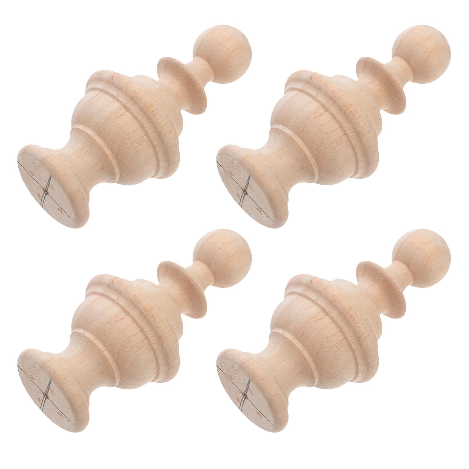 GARVALON 4 Piezas Remates de Madera sin Terminar para Postes 6x12 Cm, Decoración Tallada para Barandillas, Camas y Barras de Cortina, 4 Piezas para Manualidades y Bricolaje en Interiores