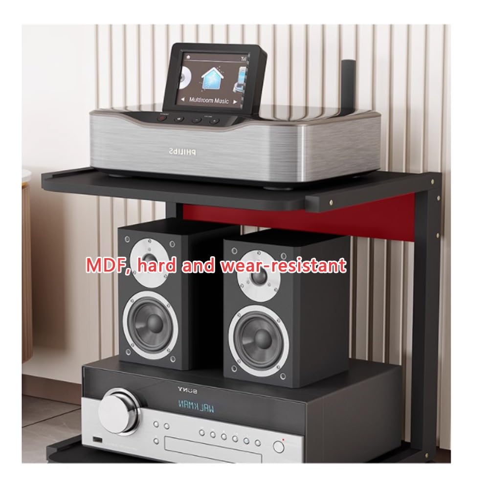 Armadietto portaoggetti rimovibile nero – Supporto AV a 4 livelli per DVD/CD/amplificatore – Elegante design aperto, altezza 90 cm, perfetto per l'installazione di home theater
