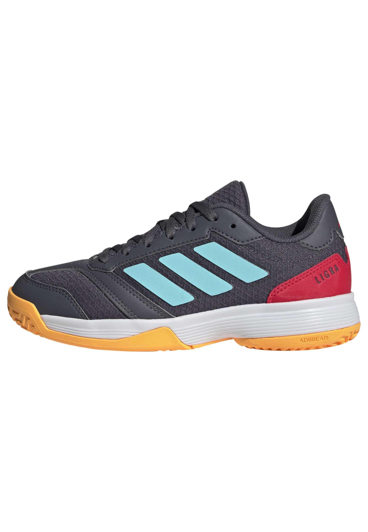 adidas Unisex Kids Ligra 8 Kids Indoor Shoes, Aurora Onix/Flash Aqua/semi Lucid red, 5 UK