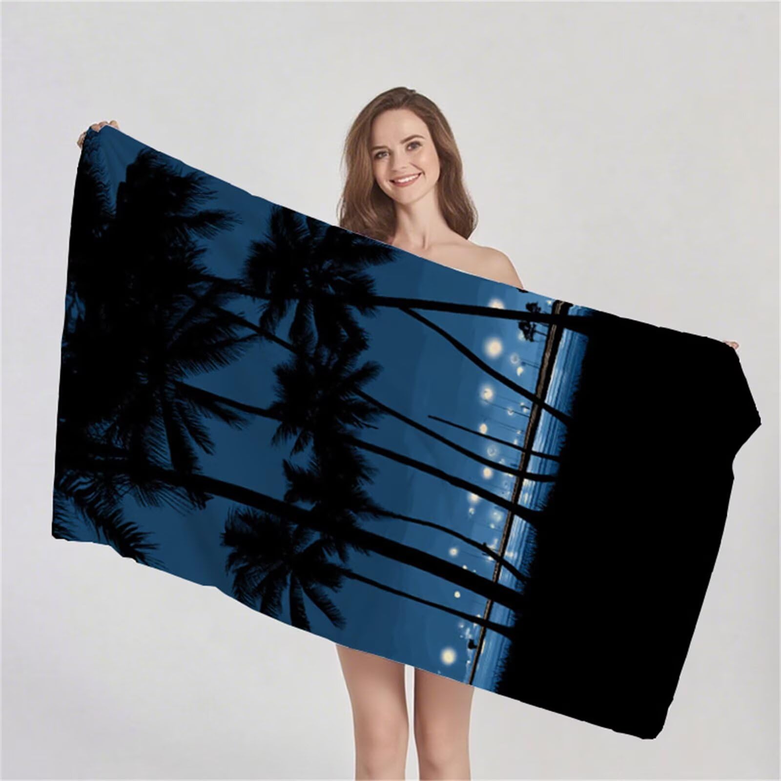 Toalla de Playa Microfibra 90x200 cm Toallas Baño Grandes, Toalla Playa Sin Arena, Absorbente Ligera Secado Rápido Toalla Gimnasio, con Bolsa para Yoga Viajes Gimnasio y Deportes( Árbol Negro) G1-1122