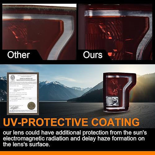 Miniatura 4 de G-PLUS Juego de luces traseras compatibles con Ford F150 2015 2016 2017, luces traseras izquierda y derecha, luces de freno con bombilla lente