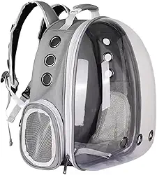 Mochila De Transporte Astronauta Para Pets Cachorros E Gatos Com Ventilação Transparente Bolsa Para Passeio Animal De Estimação (Cinza)