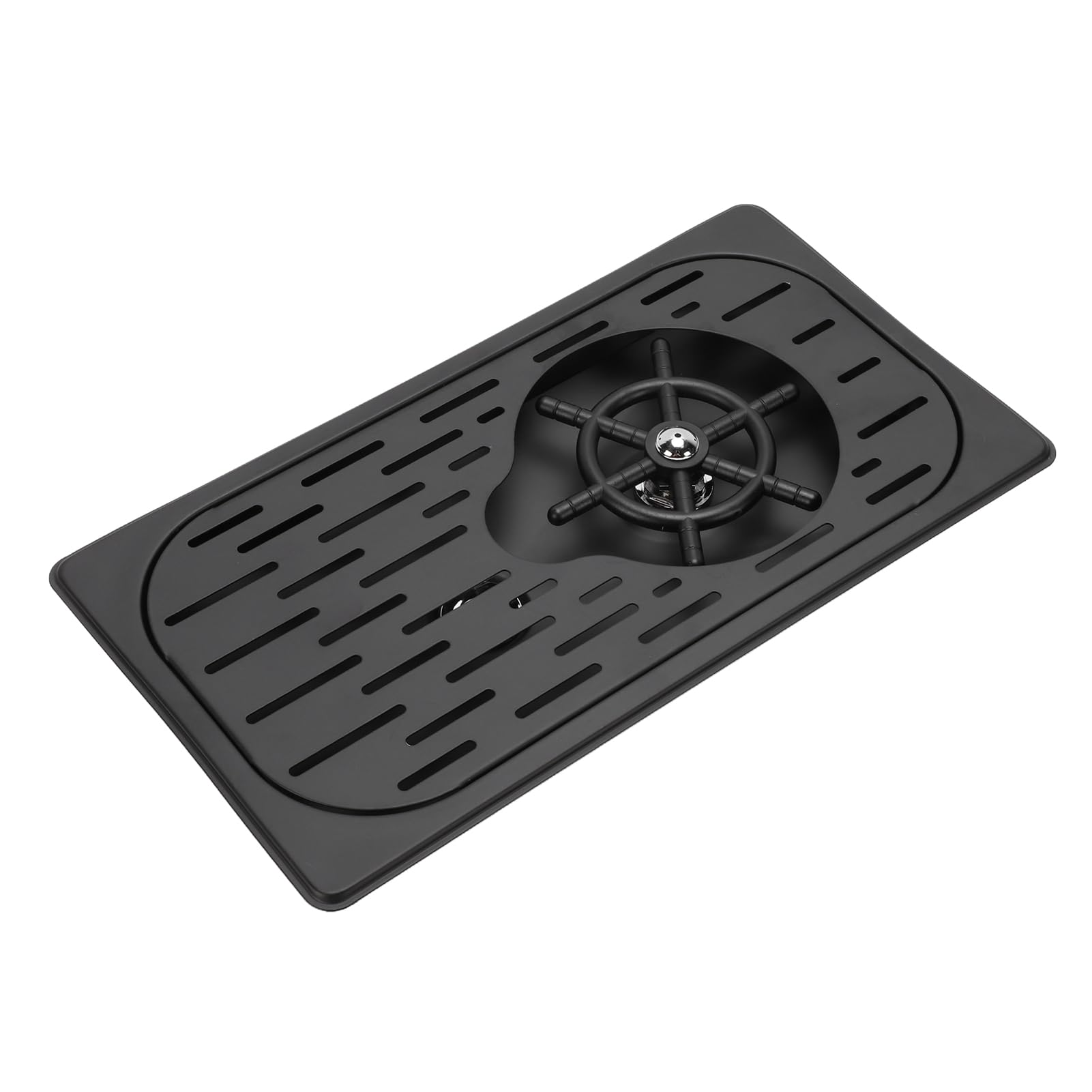 Enjuagador de Vidrio, Lavavasos Automático de Acero Inoxidable, Limpiador de Botellas para Fregadero con Bandeja de Drenaje, Ideal para el Hogar, Cocina, Cafetería (BLACK)