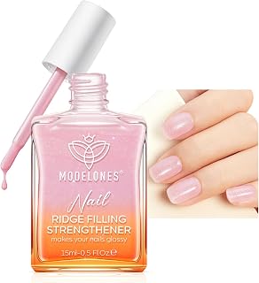 modelones Nail Strengthener Glitter Pink Nail Polish Nail Repair for Damaged Nails Hardener and Growth Polish Nail Care Gifts for Women Nail Strengthening Polish 15ml