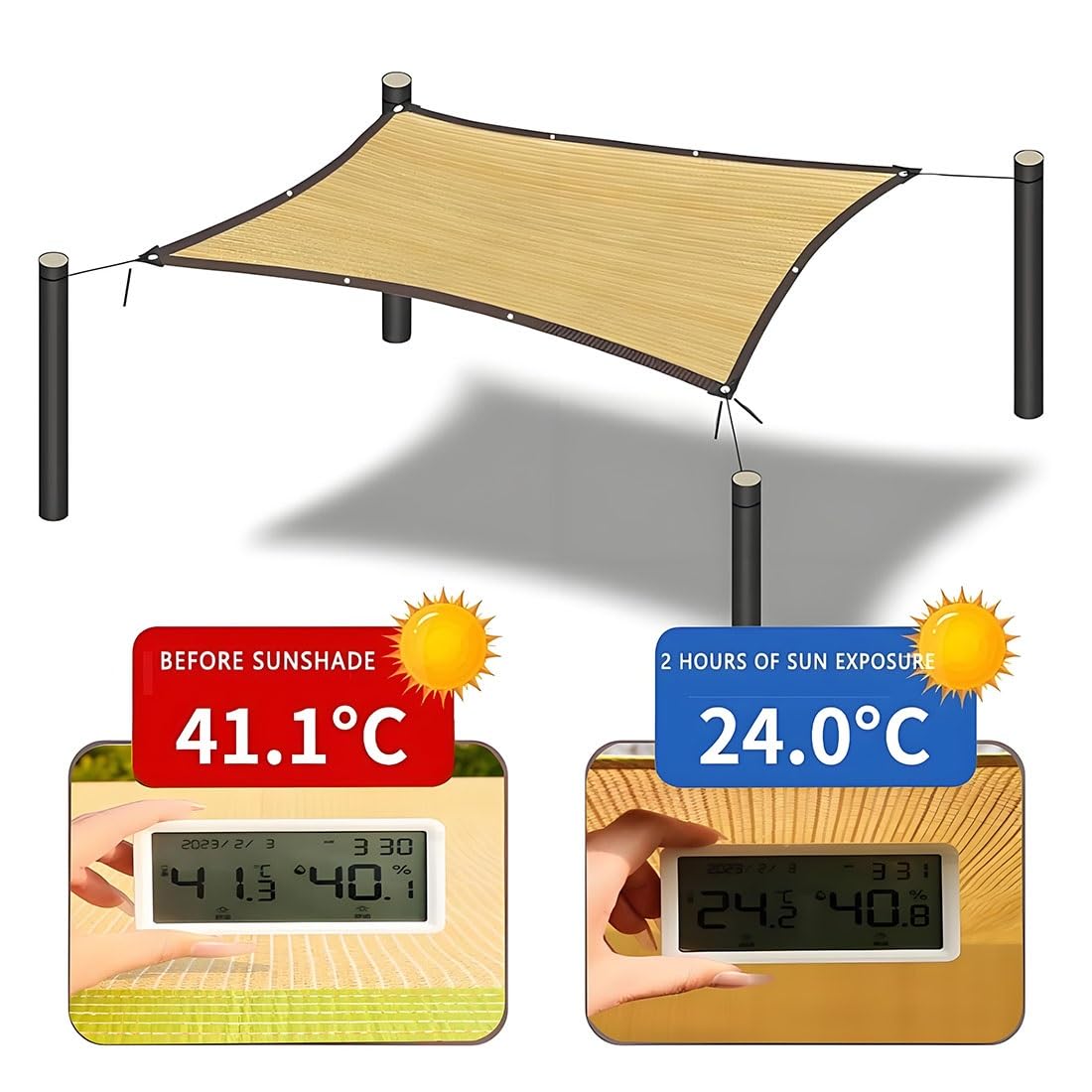 Parasole 4x6m Siatkowa Ochrona Solare Ochrona Prywatności Anti per Serra e Esterni Resistente ai Roditori (2x4 m/6.6x13.1ft)