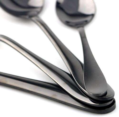 Miniatura 4 de JASHII 4 piezas de acero inoxidable 304 pulido espejo negro vajilla cuchillo tenedor cuchara vajilla juego de cubiertos de cocina