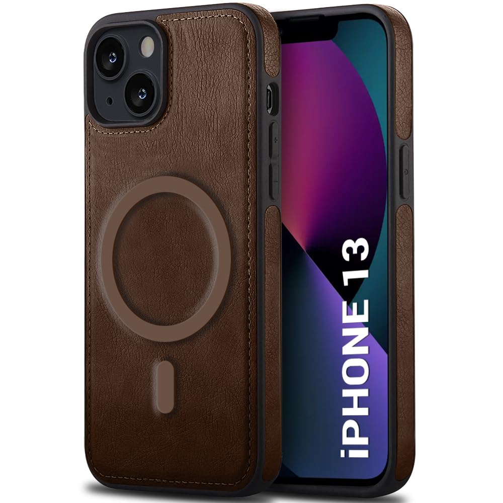 TheGiftKart Genuine Leather Finish Back Cover Case for iPhone 13 | Shockproof Design | Raised Edges for Camera & Screen Protection | Stunning Minimalist Design Case Cover (MagSafe Compatible, Green) — Amazon image 13