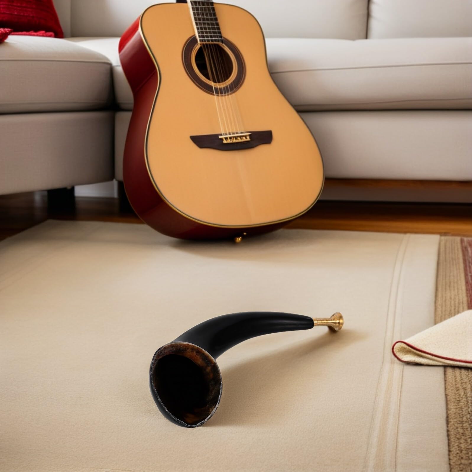 Corno Vichingo in Vero Corno di Bue Nero, Accessorio Portatile per Cosplay e Feste Pirata Tonalità Risonante e Design Ispirato al Cowboy Storico